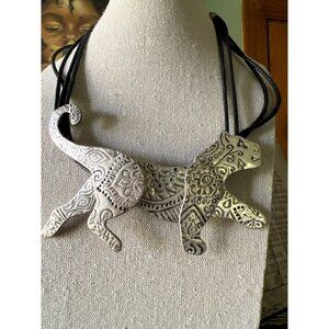 Scroll and Dots Metal Engraved Tiger Necklace -- 16"